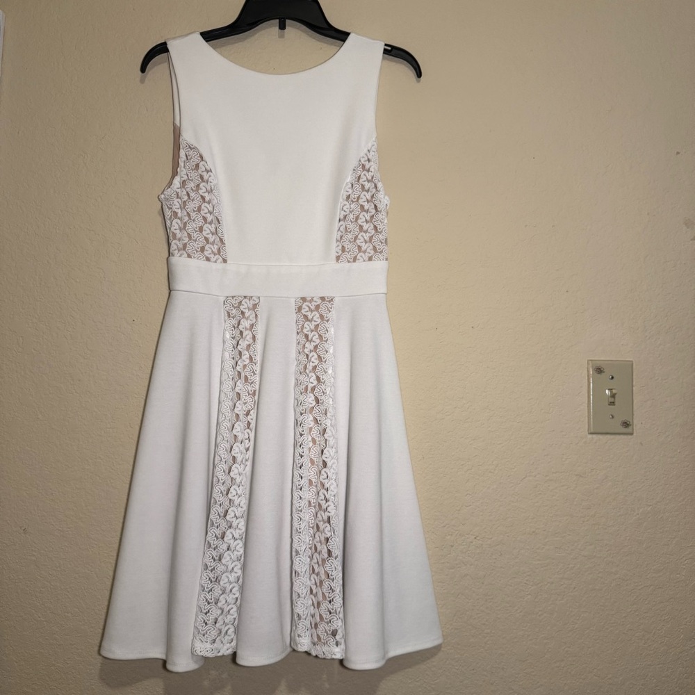 Altar'd State White Midi Dress with Lace Detail